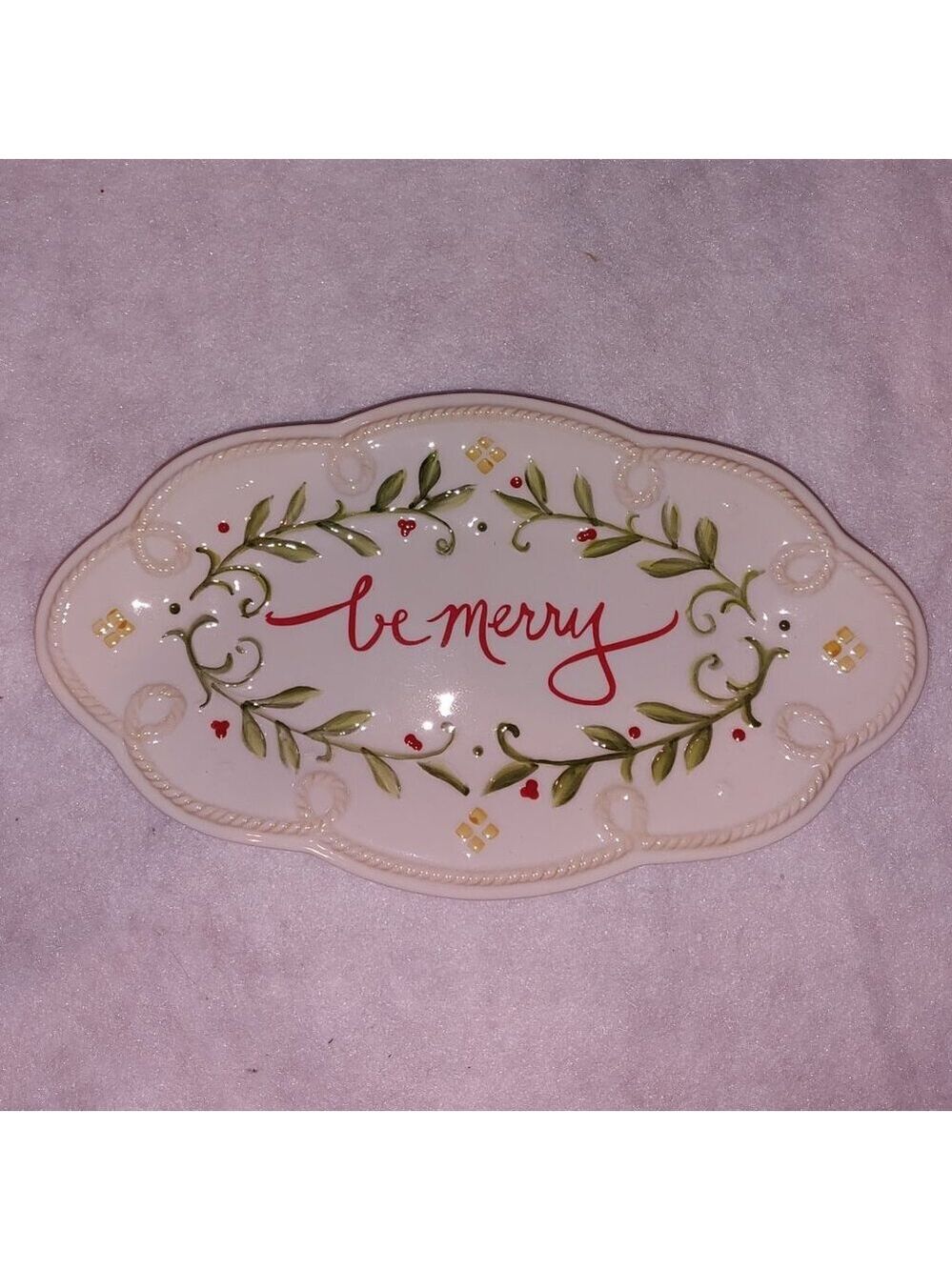 Fitz and Floyd Sentiment Tray Be Merry Holiday/Christmas 11"